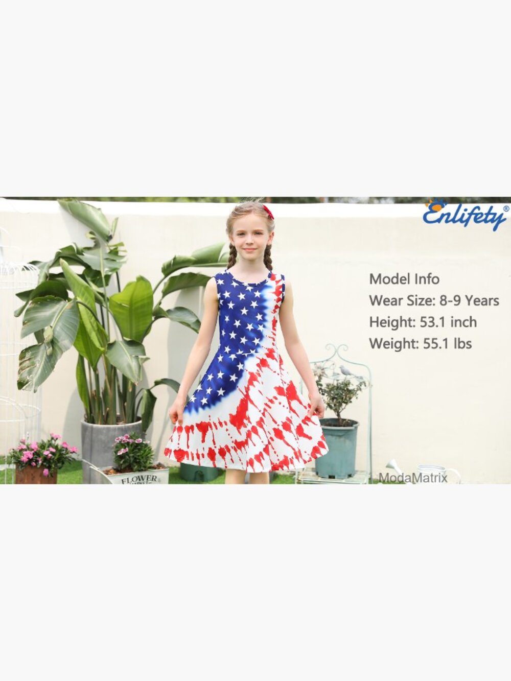 Sleeveless Girls Patriotic Flag Dress A-Line Twirl Hem USA - Picture 7 of 7